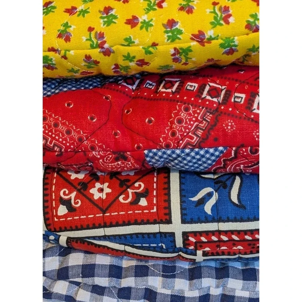 Retro Quilted Toaster Covers Appliance 70s Fabric Cottage Core Vtg Cute Set Of 4